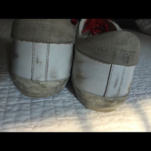 Golden Goose superstar white leather distressed sneaker w/suede toe - Picture 15 of 16